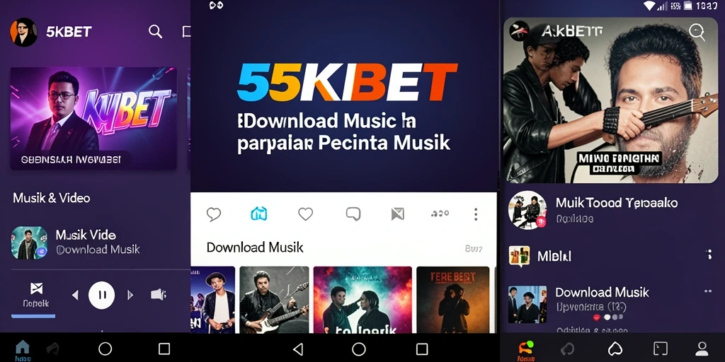 Tampilan antarmuka aplikasi Download Musik 55KBET yang modern dan user-friendly.