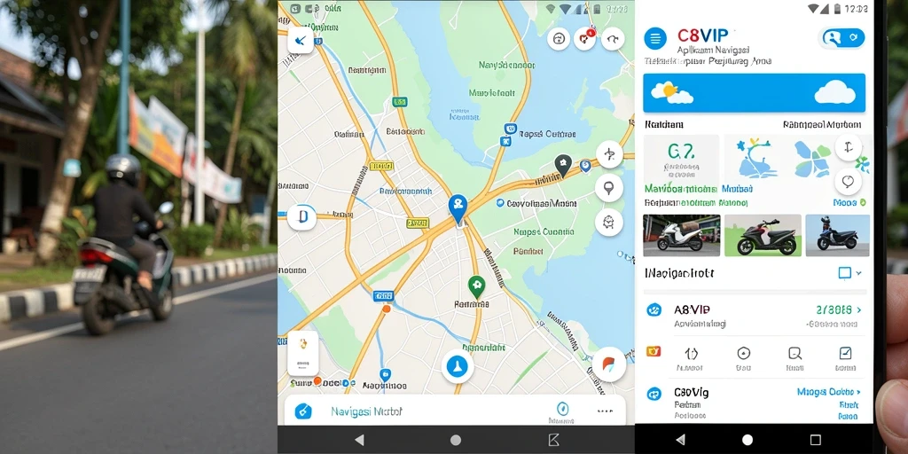 Antarmuka pengguna C8VIP menampilkan peta dan navigasi motor yang jelas.