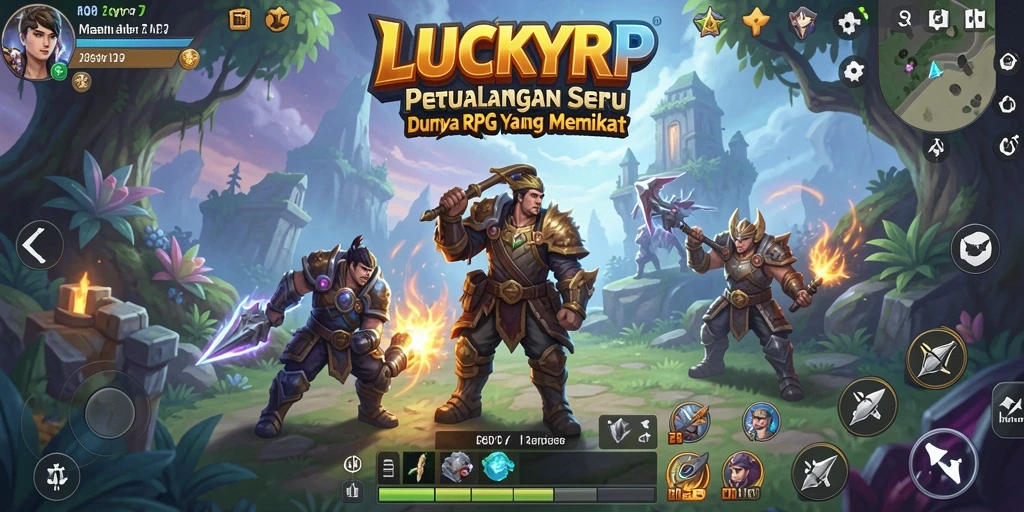 Tampilan antarmuka LUCKYRP yang menarik dan interaktif untuk pemain RPG.