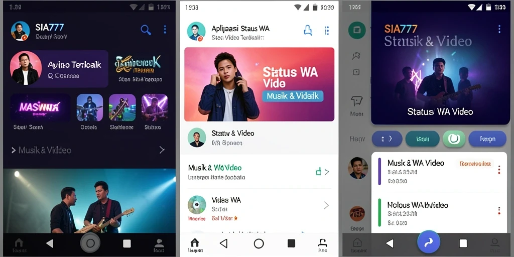 Screenshot antarmuka SIA777 menampilkan fitur Status WA Video yang menarik.
